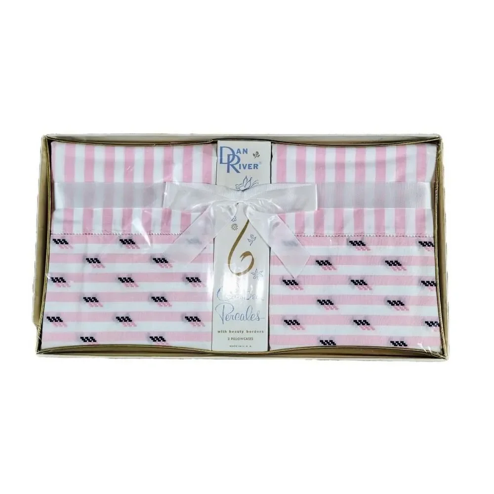 DEADSTOCK DAN RIVER COMBED PERCALE PILLOWCASES COQUETTE KAWAII